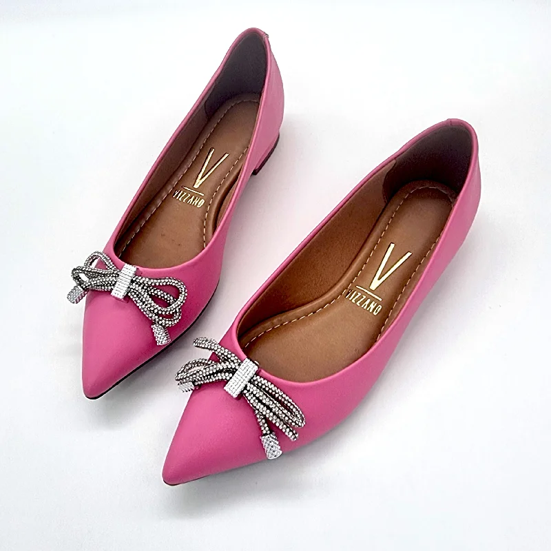 Vizzano 1206-290 Pointy Toe Flat in Pink Napa