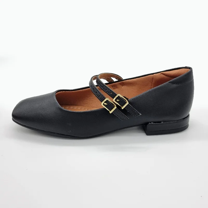 Vizzano 1427-102 Square Toe Mary-Jane Flat in Black Napa