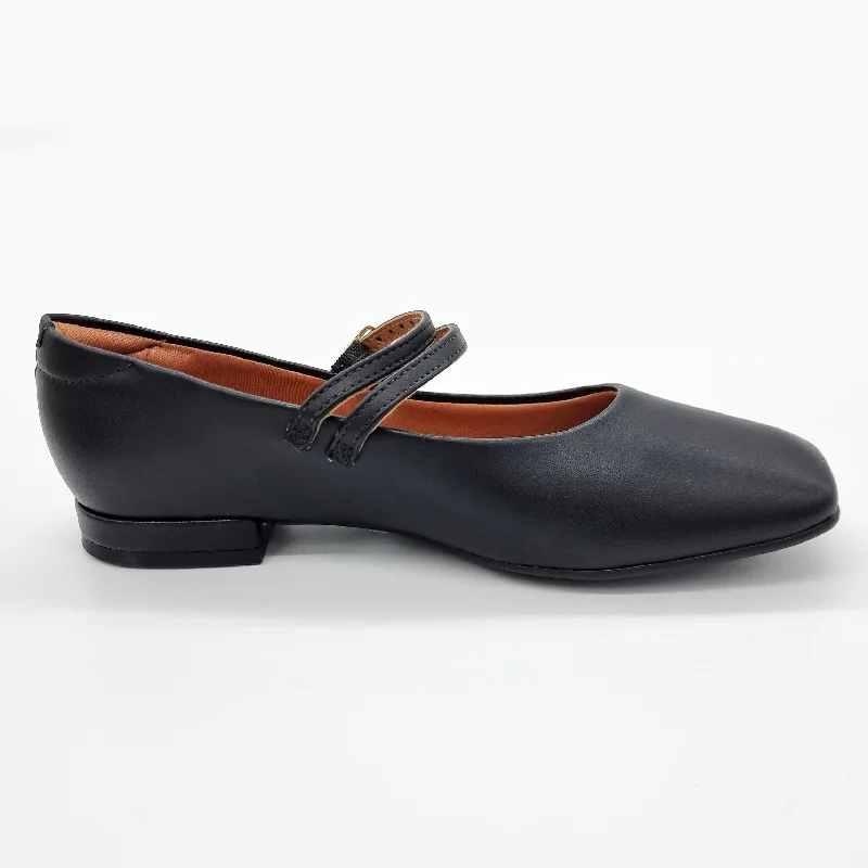 Vizzano 1427-102 Square Toe Mary-Jane Flat in Black Napa