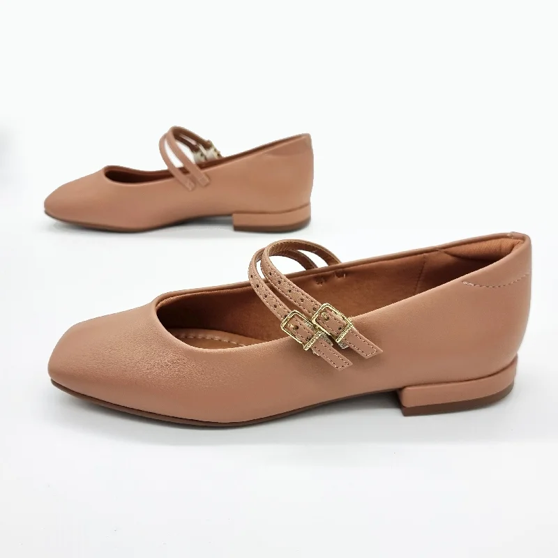 Vizzano 1427-102 Square Toe Mary-Jane Flat in Nude Napa