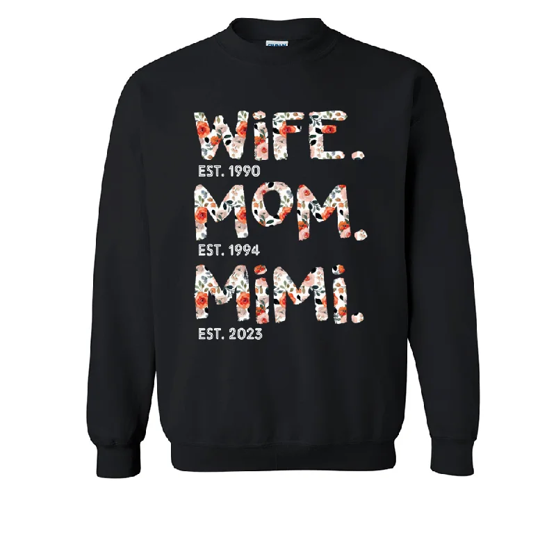 Wife Mom Mimi Floral Pattern Shirt, Custom Wife Mom Grandma, Mother's Day Gift TH Sweatshirt