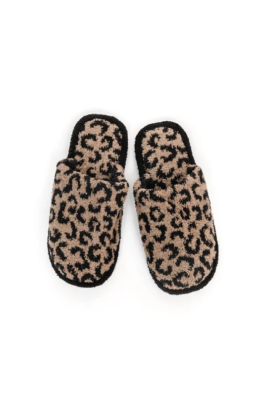 Women's Fuzziest Feet Animal Print Slippers In Mocha