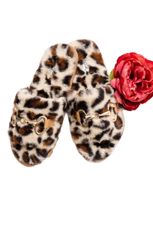 Women's Girls Night Slippers In Animal Print