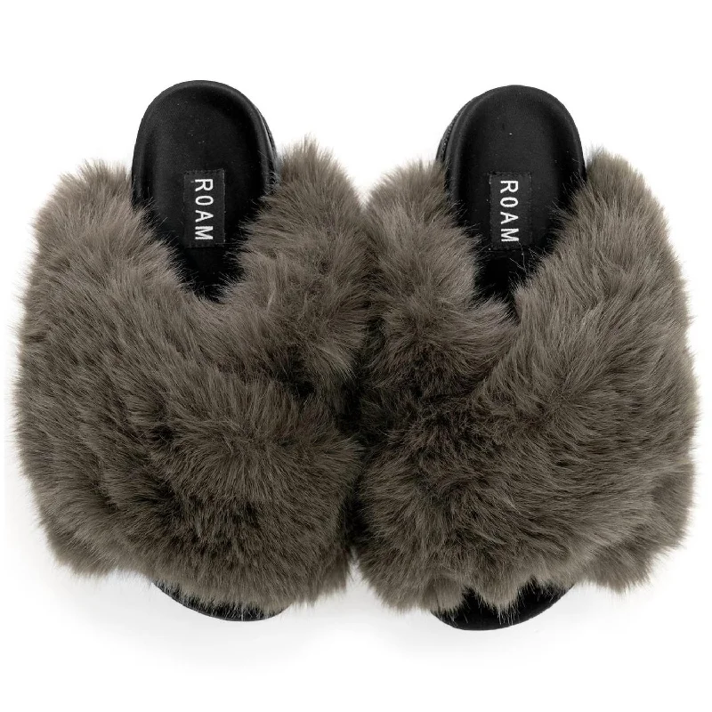 Women's Mink Cloud Faux Fur Slippers In Khaki