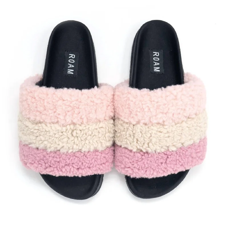 Women's Striped Fuzzy Slippers In Dream