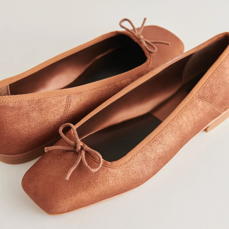 ANISA BALLET FLATS COPPER METALLIC SUEDE