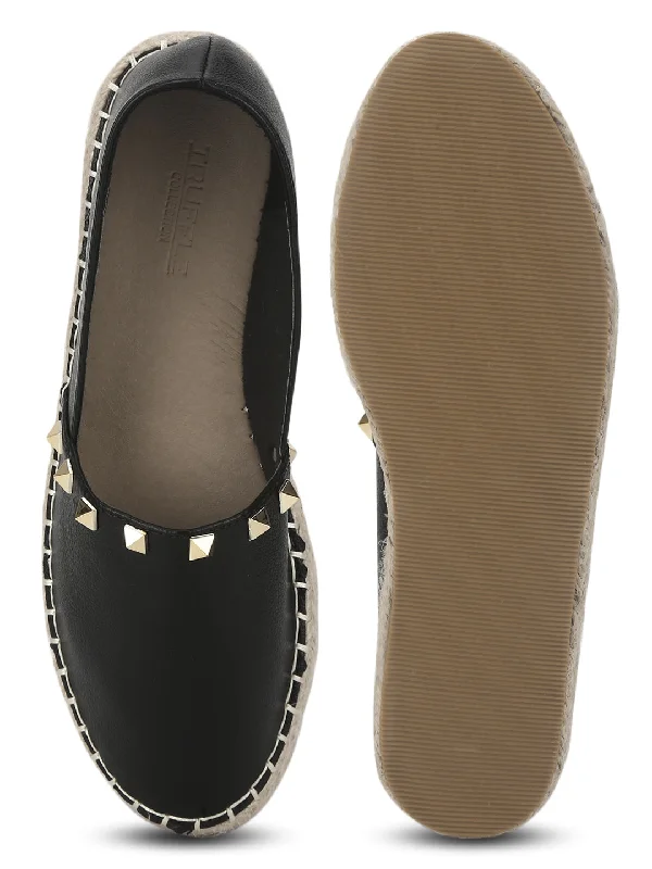 Black PU Mash Slip On Flats