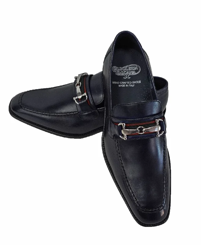 Calzoleria Toscana Blue Italian Bit loafer (2593)