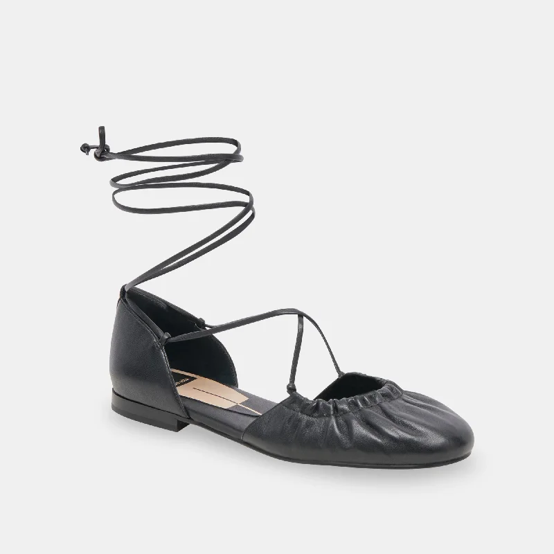 CANCUN BALLET FLATS BLACK LEATHER