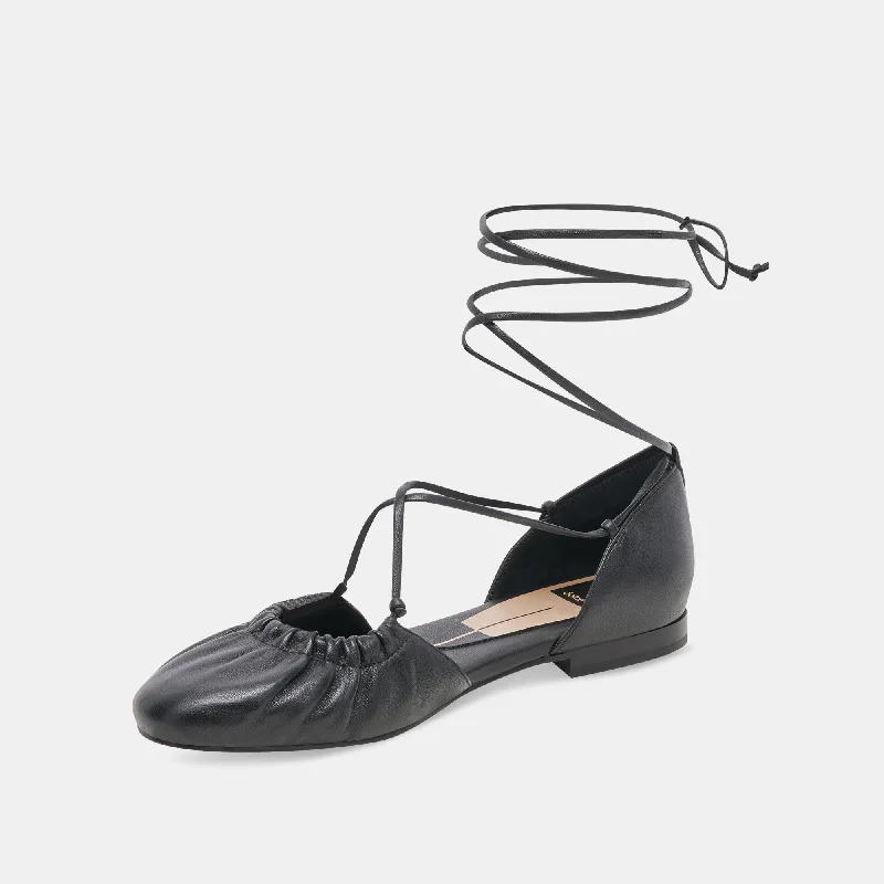 CANCUN BALLET FLATS BLACK LEATHER