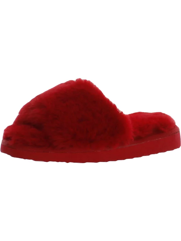 Dinnaa Womens Cozy Faux Fur Slide Slippers