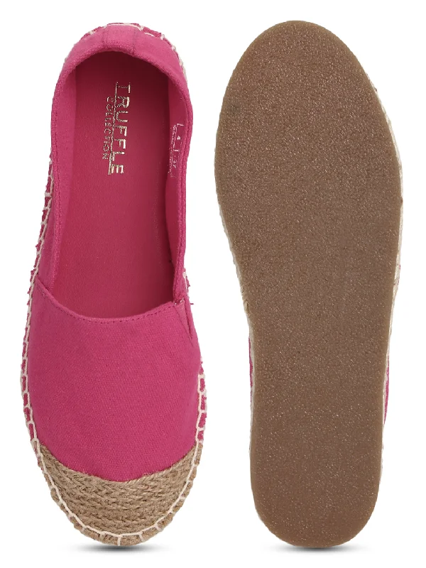 Fuschia Canvas Slip On Espadrilles