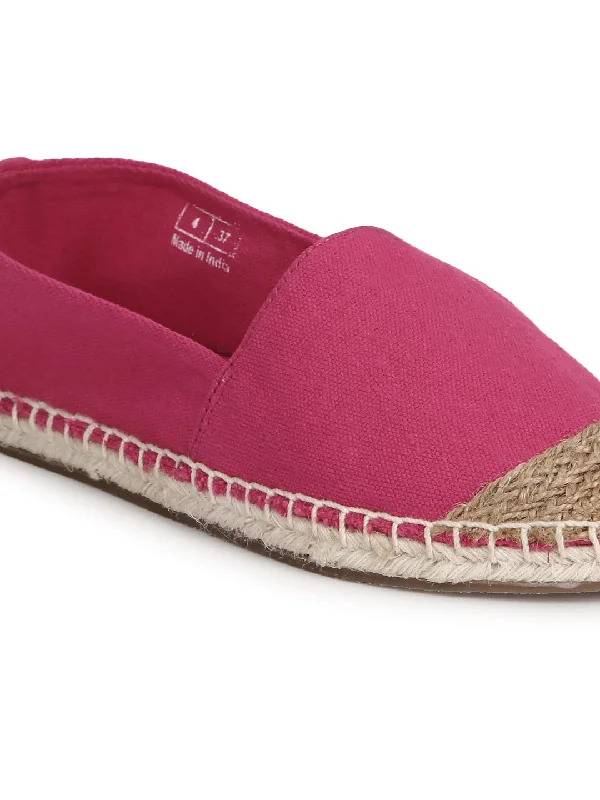 Fuschia Canvas Slip On Espadrilles