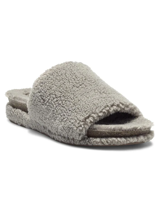 Gadini Womens Faux Fur Open Toe Fleece Slippers