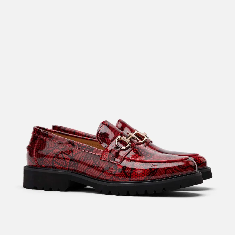 Ms. Boulevard Red Patent Leather Bit Loafers