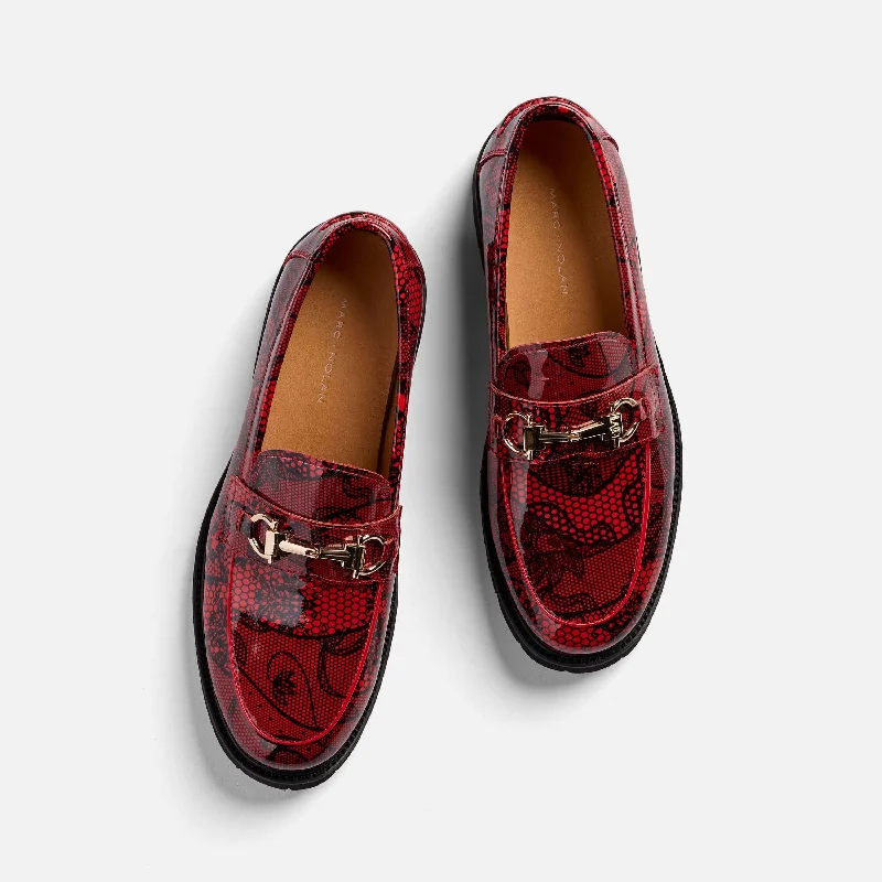 Ms. Boulevard Red Patent Leather Bit Loafers