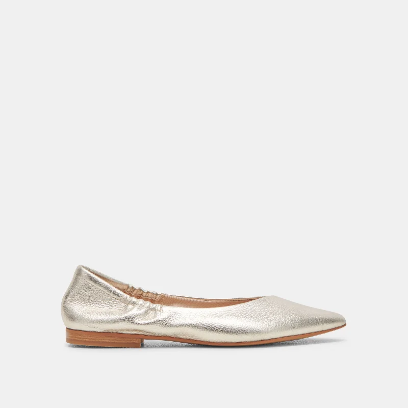 NADAV BALLET FLATS PLATINUM METALLIC LEATHER