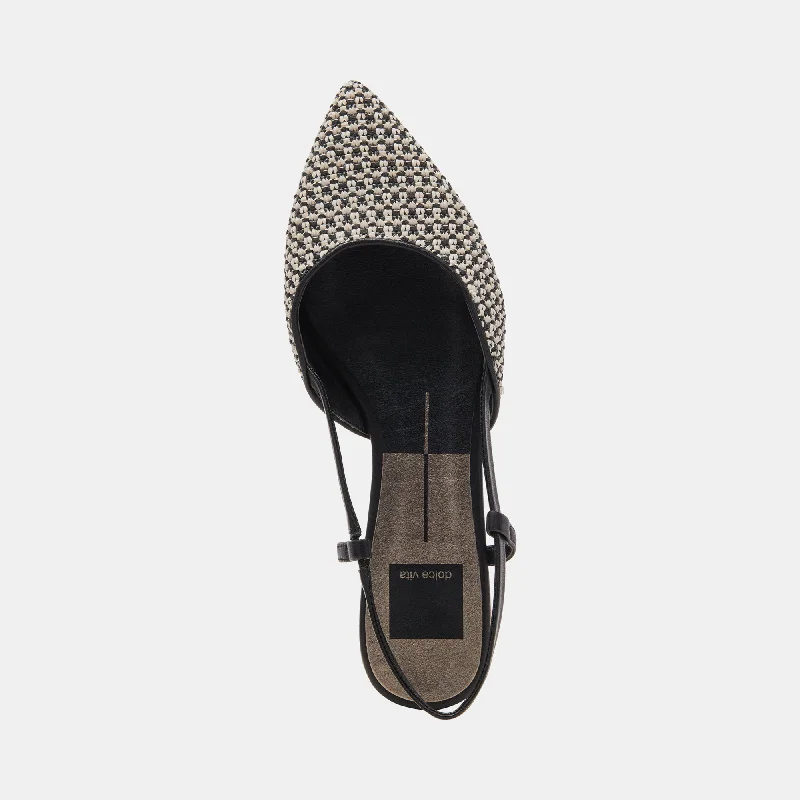 NARAH FLATS BLACK NATURAL RAFFIA