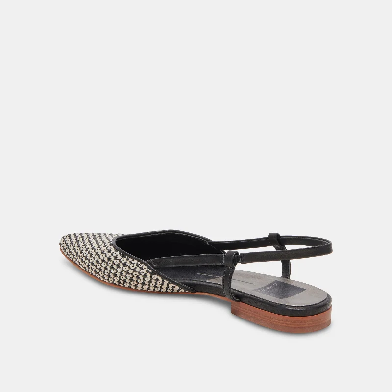 NARAH FLATS BLACK NATURAL RAFFIA