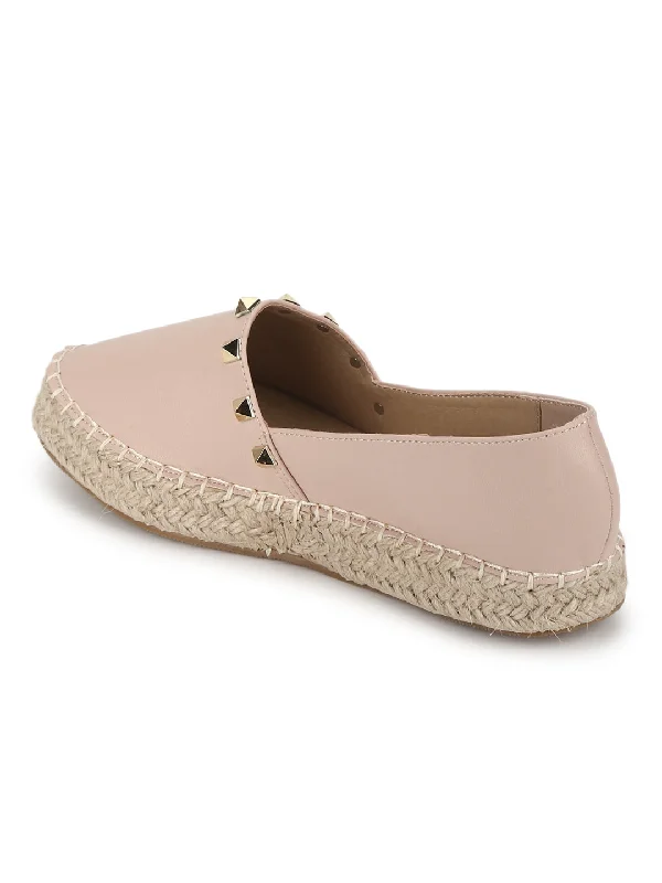 Nude PU Mash Slip On Flats