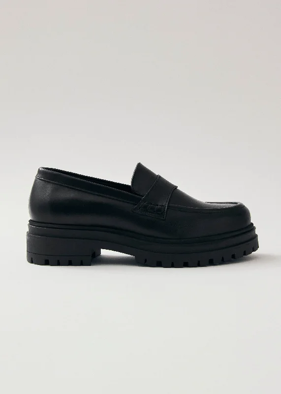 Obsidian Black Leather Loafers