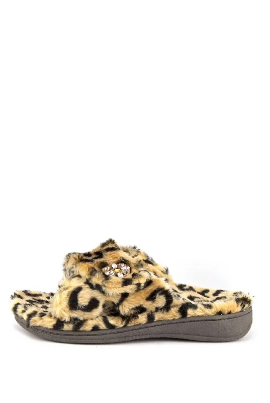 Relax Luxe Slippers in Tan Leopard