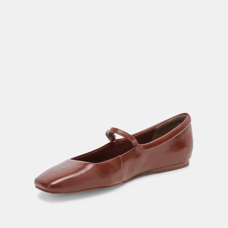 REYES BALLET FLATS BROWN CRINKLE PATENT