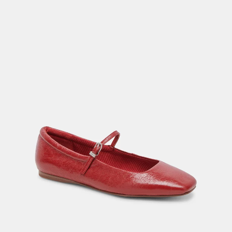 REYES BALLET FLATS RED CRINKLE PATENT