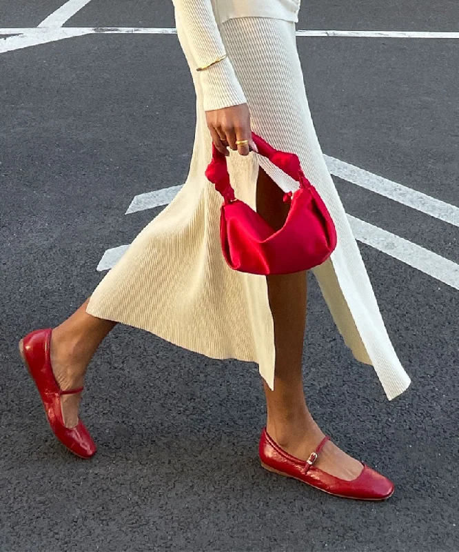 REYES BALLET FLATS RED CRINKLE PATENT