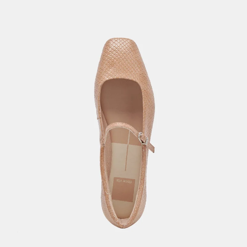 REYES BALLET FLATS TOFFEE SNAKE EMBOSSED