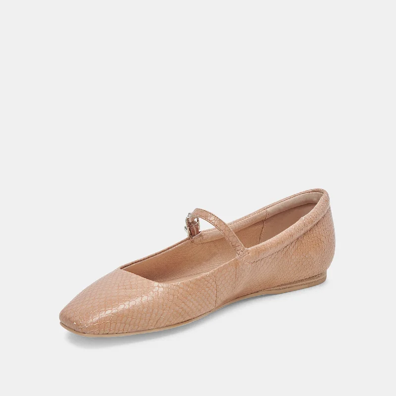 REYES BALLET FLATS TOFFEE SNAKE EMBOSSED