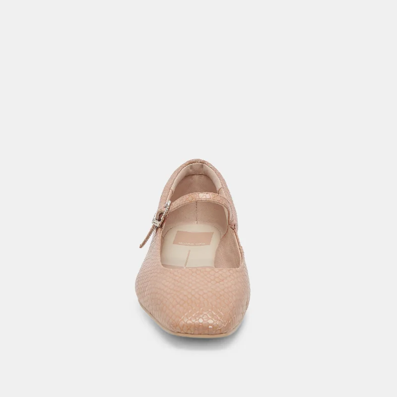 REYES BALLET FLATS TOFFEE SNAKE EMBOSSED