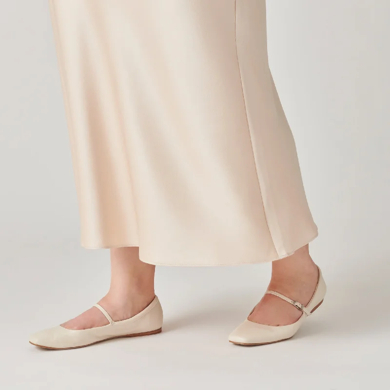 REYES WIDE BALLET FLATS IVORY LEATHER