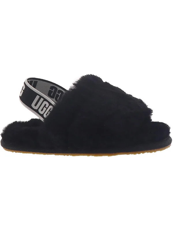 T Fluff Yeah Girls Fur Comfy Slingback Slippers