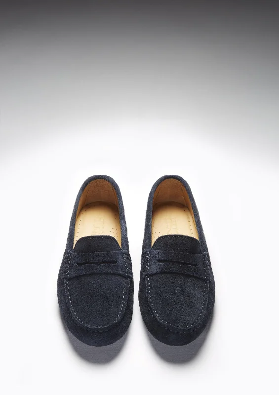 Women's Penny Driving Loafers, navy blue suede