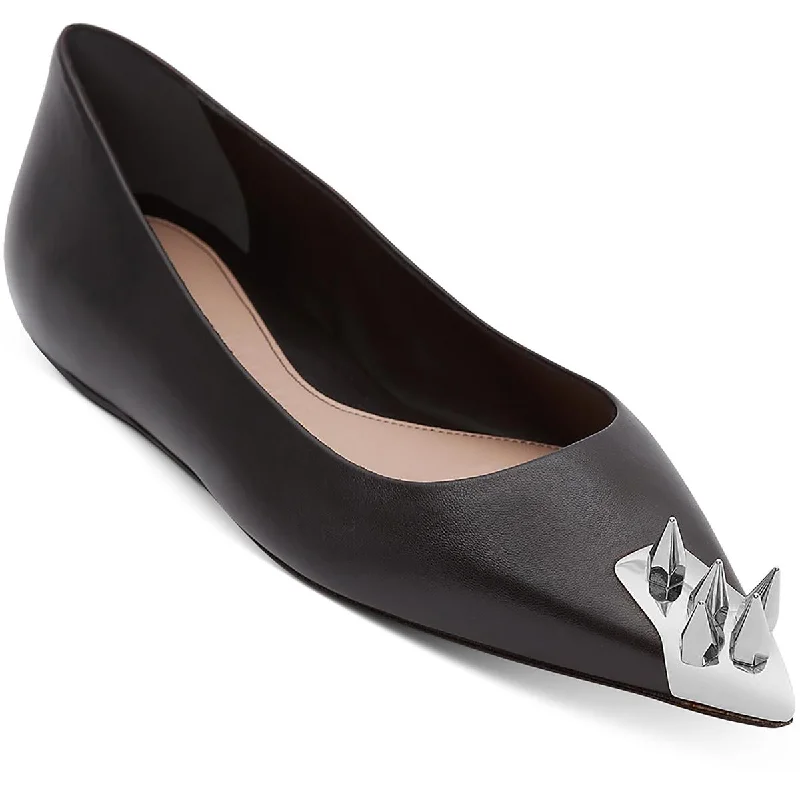 Alexander McQueen Womens Leather Spikes Ballet Flats