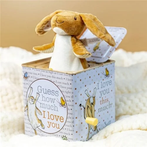 Soft and squishy plush crittersGuess how much I love you Nut Brown Hare Jack in the Box