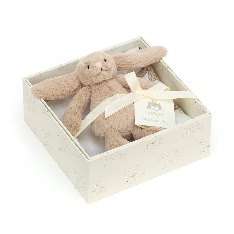 Cheerful and happy stuffed figuresJellyCat Bashful Beige Bunny Gift Set