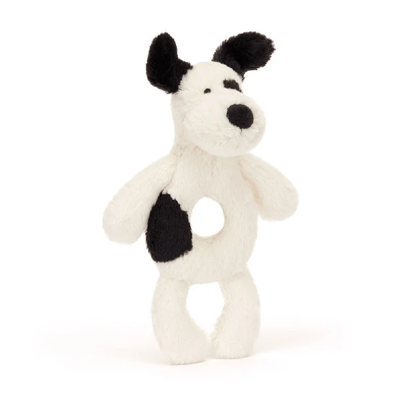Sweet and innocent stuffed animalsJellycat Bashful Black & Cream Puppy Ring Rattle