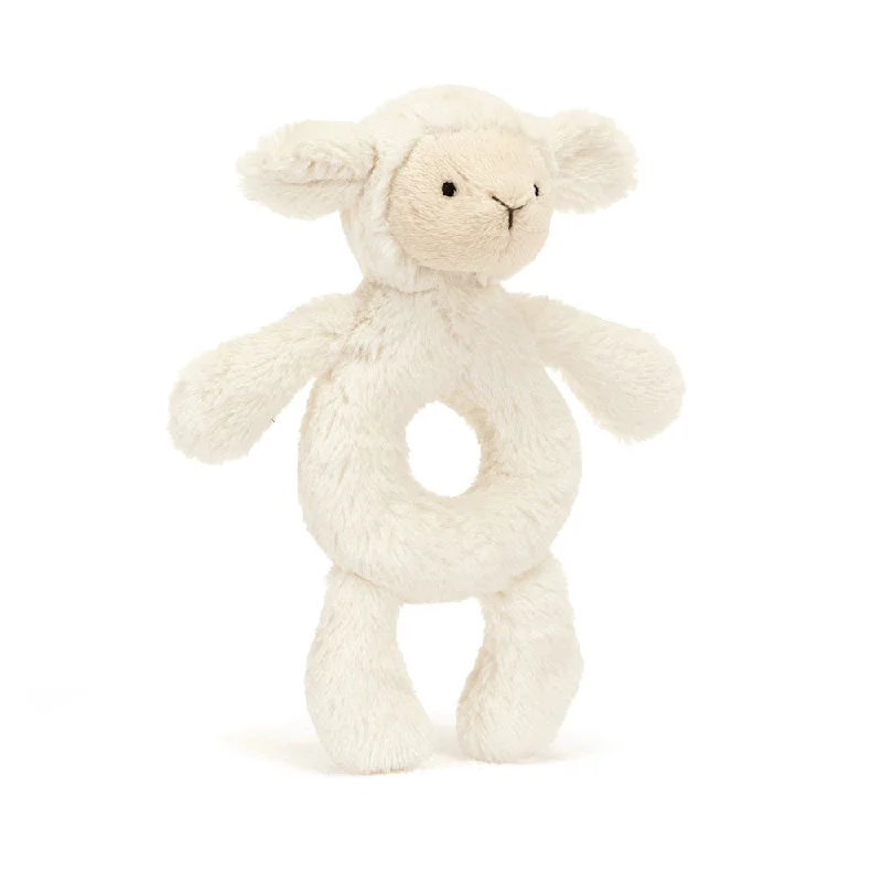 Soft and squishy plush crittersJellycat Bashful Lamb Ring Rattle