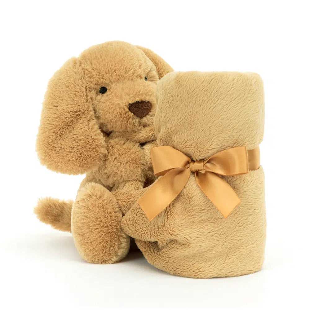Cozy and gentle Jellycat attention to detailJellycat Bashful Toffee Puppy Soother