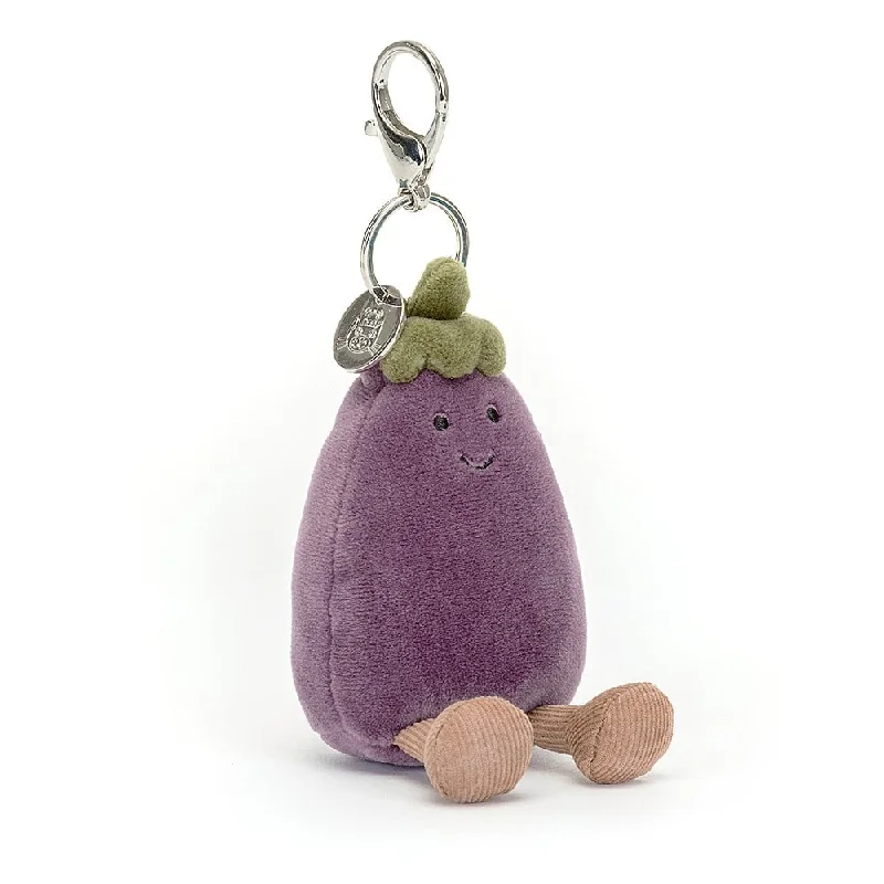 Cozy and delightful Jellycat companionsJellycat vivacious eggplant bag charm