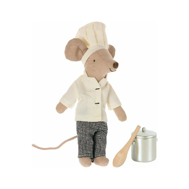 Colorful and vibrant plush creationsMaileg Chef Mouse with Soup Pot And Spoon