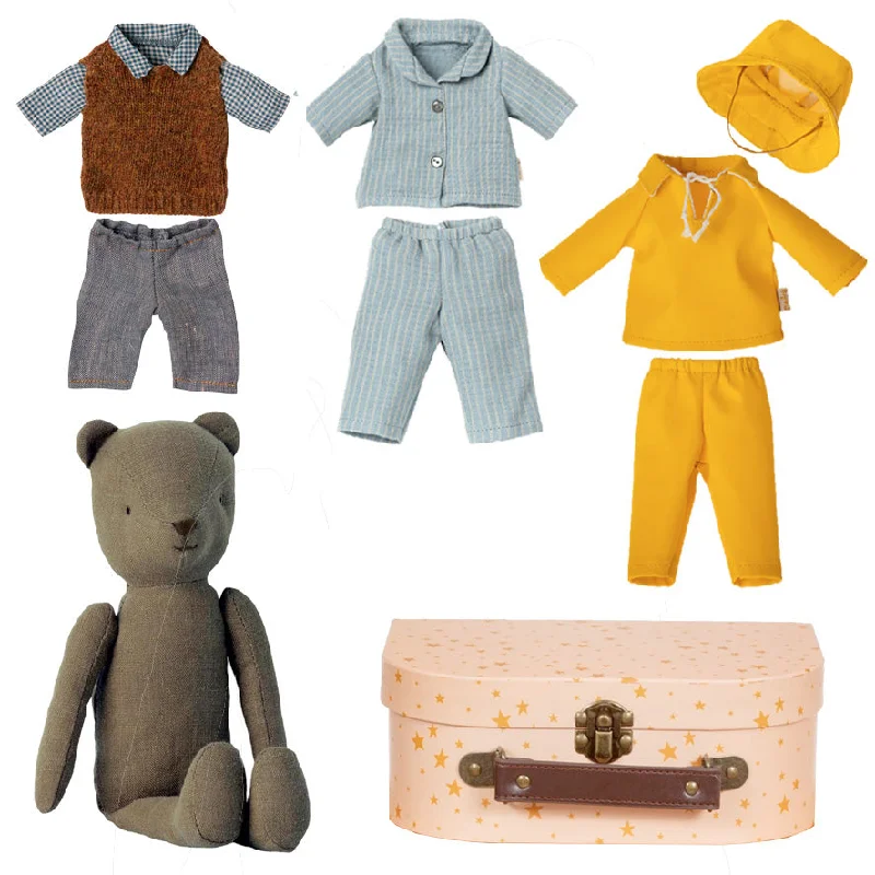 Huggable and cozy plush toysMaileg Teddy Dad, Clothes & Case Bundle