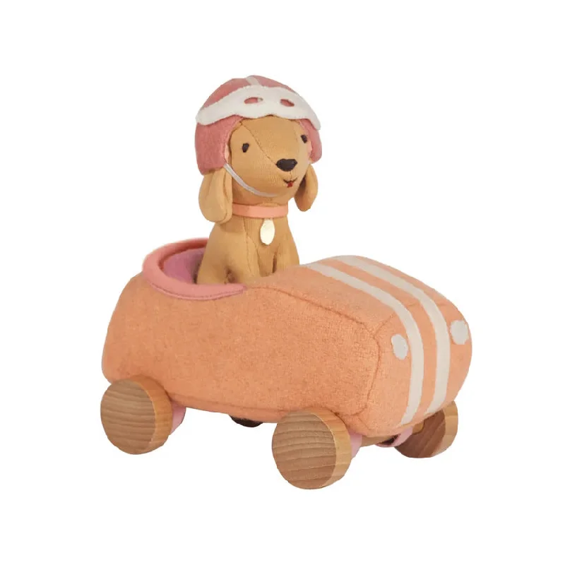 Cuddly and comforting plush charactersOlli Ella | Holdie Dog-Go Racer Girl Pink