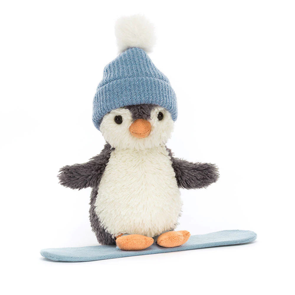Cuddly and snuggly Jellycat snuggle partnersPeanut Penguin Snowboarding Small