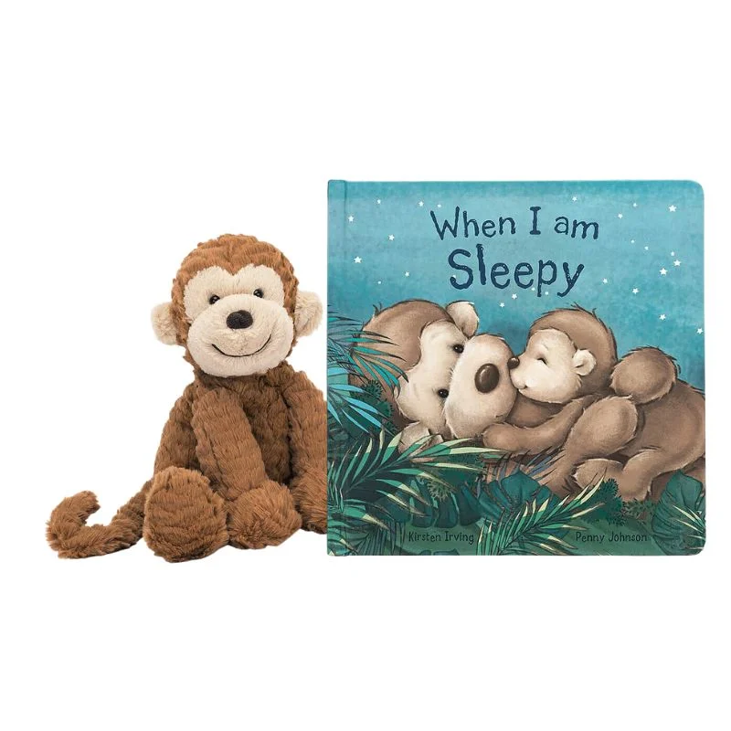 Cuddly and snuggly Jellycat snuggle partnersWhen I Am Sleepy Book & Fuddlewuddle Monkey