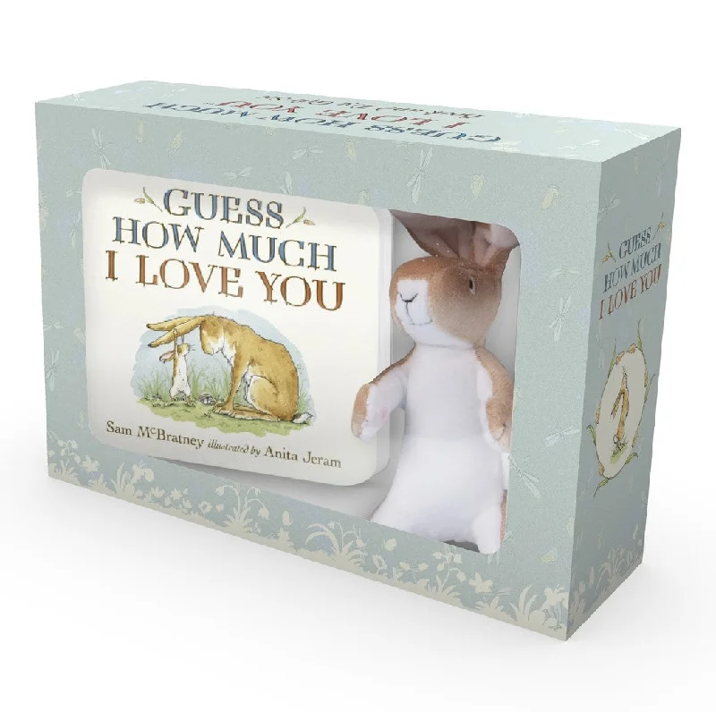 Enchanting children's books Guess How Much I Love You board book and soft toy set.