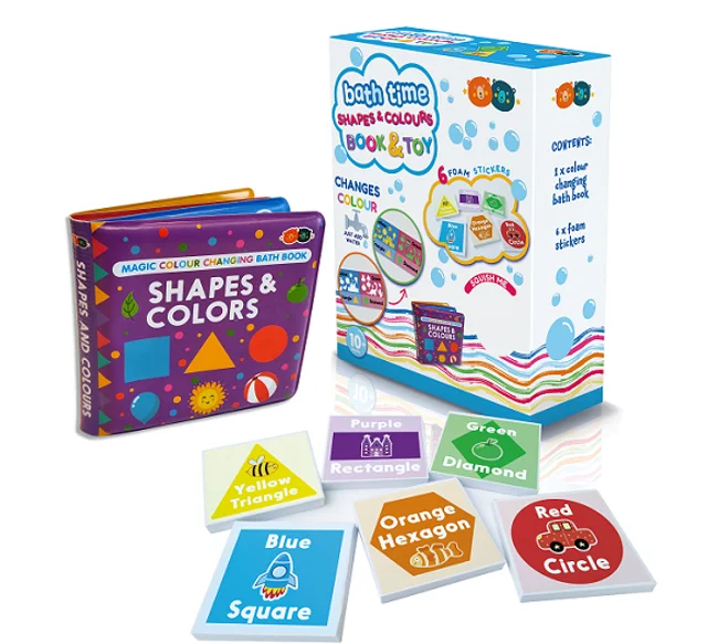 Thought-provoking children's literature Magic Colour Changing Bath Book & Stickers - Colours & Shapes
