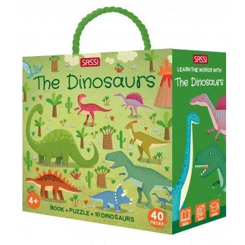 Imaginative children's literature Sassi 3D Puzzle and Book Set - Learn Words Dinosaurs